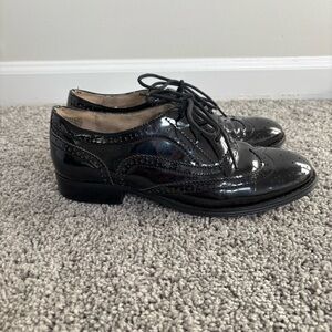 Wanted Black Patent Leather Wingtip Oxfords